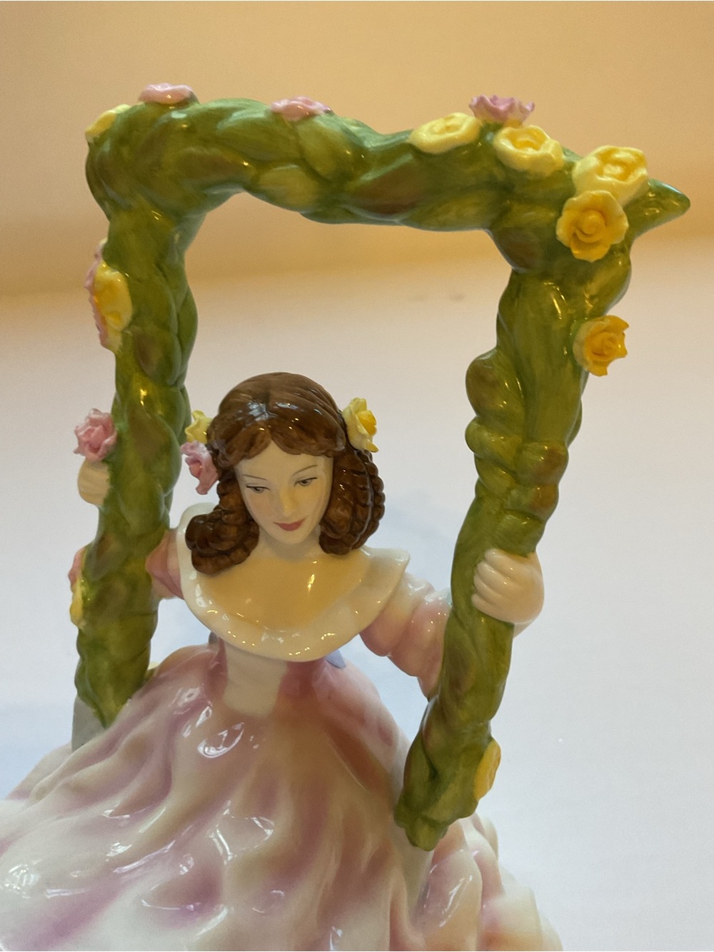 Royal Doulton Blossomtime Porcelain Figurine Girl on Floral Swing -